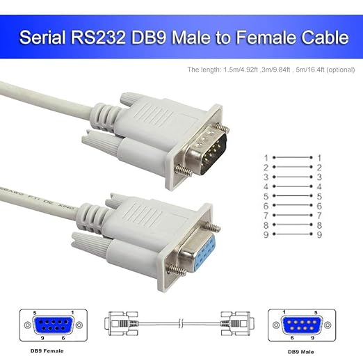 CARE CASE 9 PIN Male To 9 pin Female Serial DB9 RS232 MALE TO FEMALE Converter Extension Cable DATA CABLE.(1.5m),White