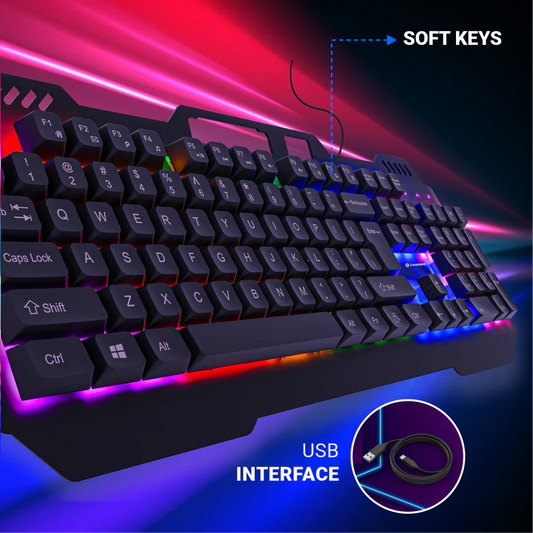 Consistent Black Panther Gaming Combo Wired & Mac Support Mouse & Keyboard for Windows, USB Plug-and-Play, Keystrokes, Rainbow Breath Light, 1.5 Cable Length, DPI-3600 7D Mouse.